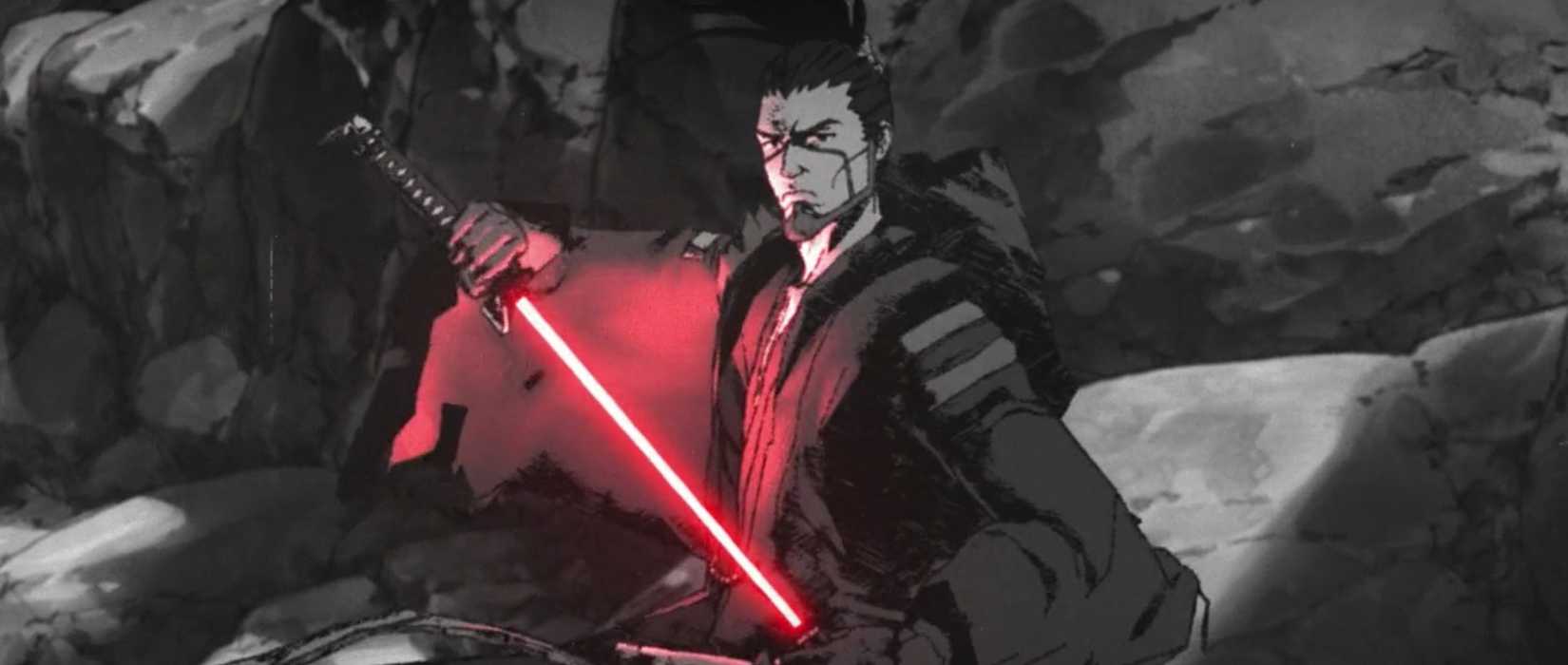 Ronin from Star Wars: Visions, putting a red lightsaber back in a... sheathe?